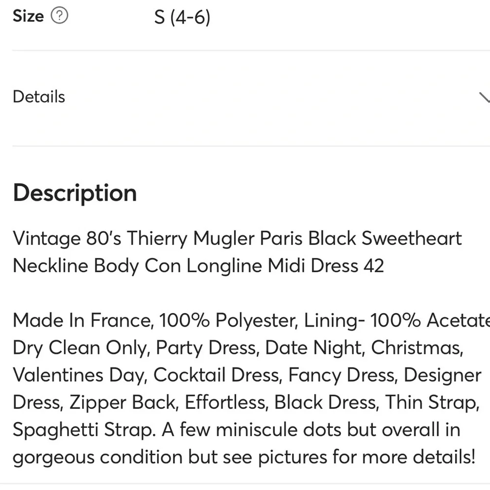Vintage Thierry Mugler Paris Black Sweetheart Bodycon – Sculptural Couture – M - Picture 12 of 12